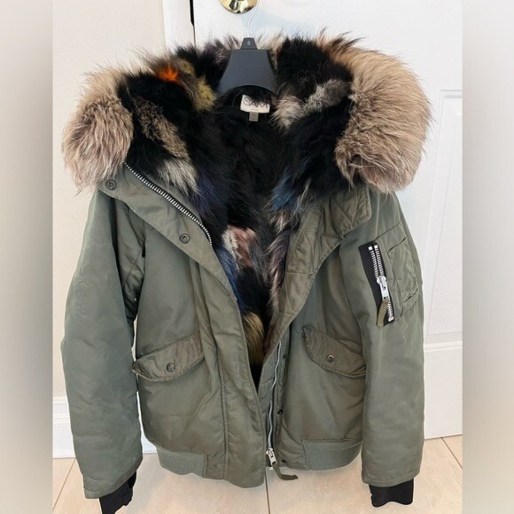 SAM. Multi Luxe Sloan‎ Fur lined down bomber jacket